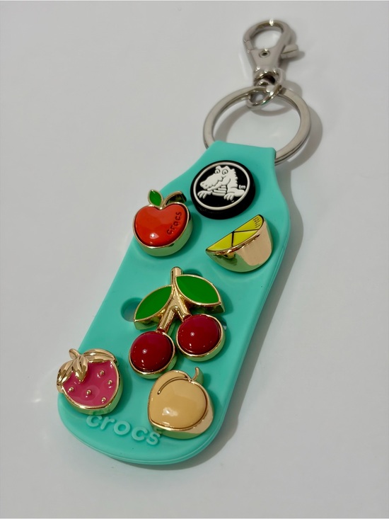 CROCS Accessories - CROCS Aqua Teal Jibbitz Charm Keychain with Fruit Enamel Pins